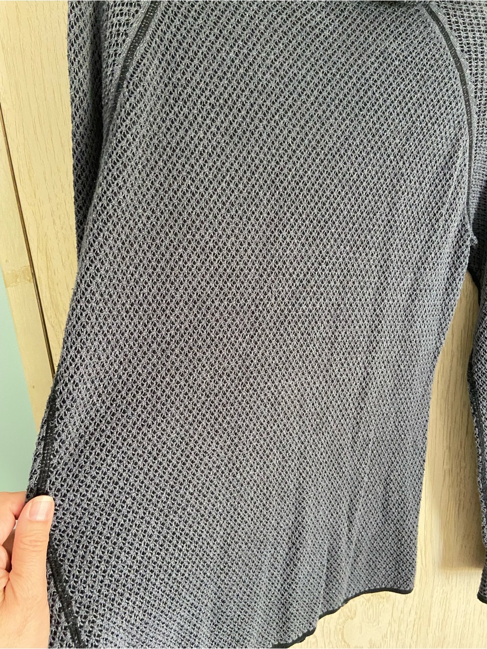 Title Nine SMALL Blue Grey Textured Hooded Full Zip Sweatshirt Mobetta Open - Picture 7 of 12